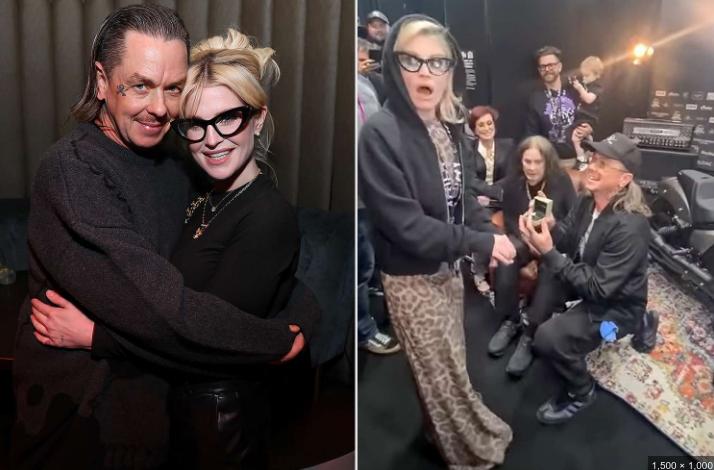 Sid Wilson proposing kelly sitting on his knees backstage of Ozzy's Last Show